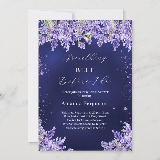 ラベンダーブライダルシャワーをする前に何か青 招待状 (正面)