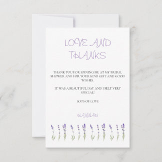 ラベンダーブライダルシャワーサンキュー サンキューカード