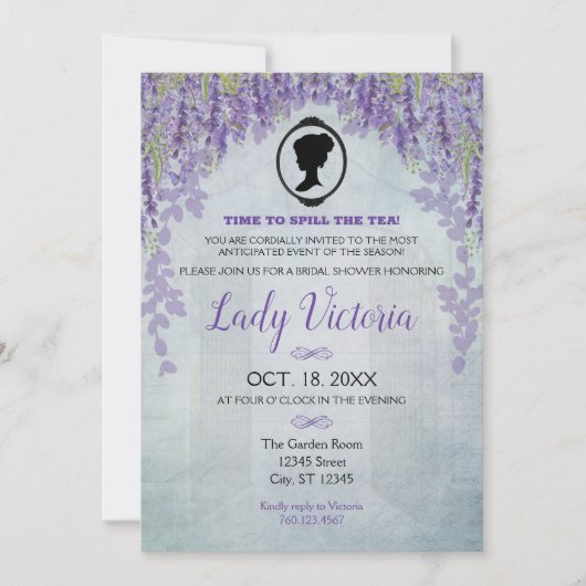 ラベンダーブライダルシャワーティーパーティの招待状 招待状 (正面)