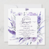 ラベンダーブライダルシャワーフローラボタニカルエレガント 招待状 (正面)