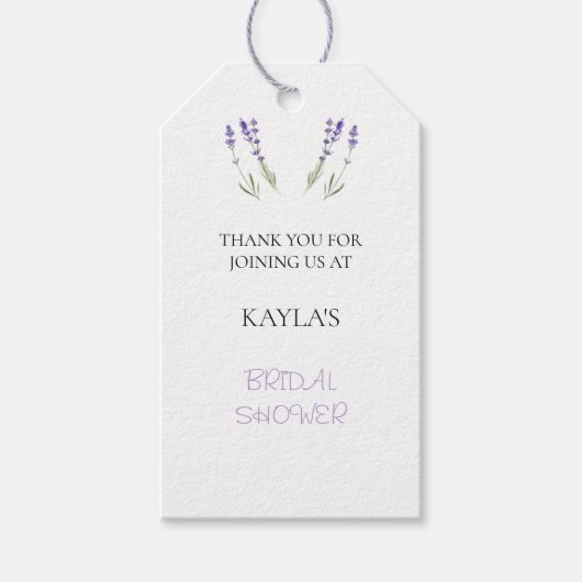ラベンダーブライダルシャワーメッセージカード ギフトタグ (正面)