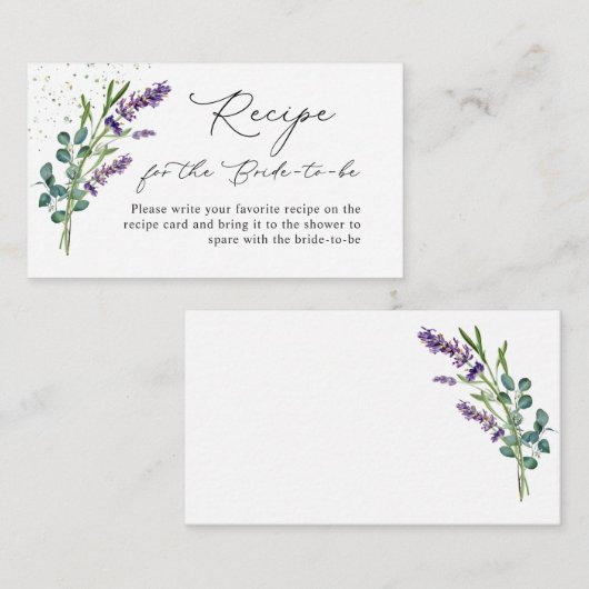 ラベンダーブライダルシャワーレシピリクエストカードの挿入 エンクロージャーカード (正面/裏面)