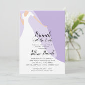 ラベンダーブライダルシャワー招待状ズガウンとベール (スタンド正面)