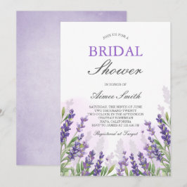 ラベンダーブライダルシャワー招待紫素朴 招待状