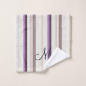 ラベンダーブラウン&アイボリーシンプル装飾品 バスタオルセット (ウォッシュタオル)