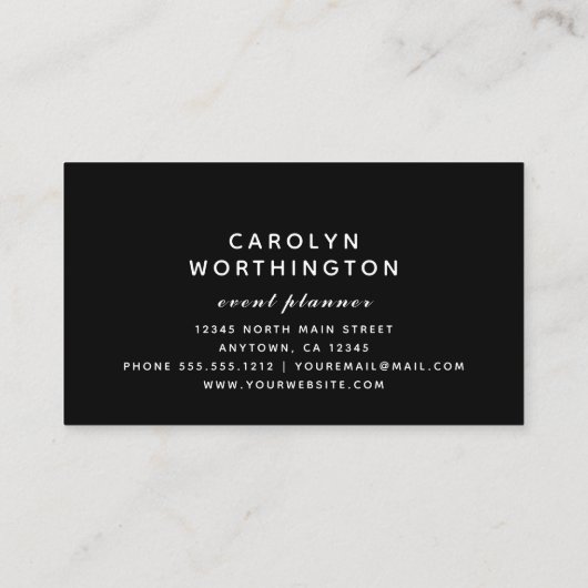 ラベンダーブラシモダンドフォイル白い大理石ブラック 名刺 (裏面)