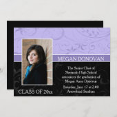 ラベンダーブラックスワールズ写真卒業招待状 招待状 (正面/裏面)