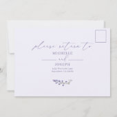 ラベンダーブリスエレガントウォータカラーウェディングRSVP 招待状 (裏面)