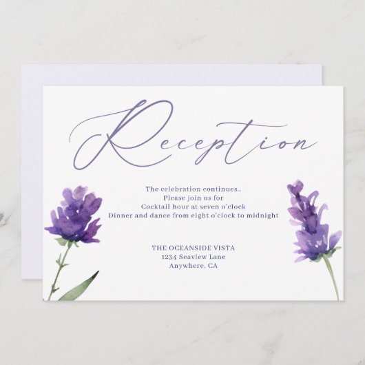 ラベンダーブリスエレガントウォーターカラー披露宴カード 招待状 (正面/裏面)
