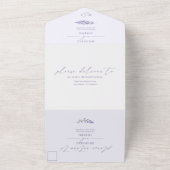 ラベンダーブリスエレガントウォーターカラー結婚ズ オールインワン招待状 (外側)