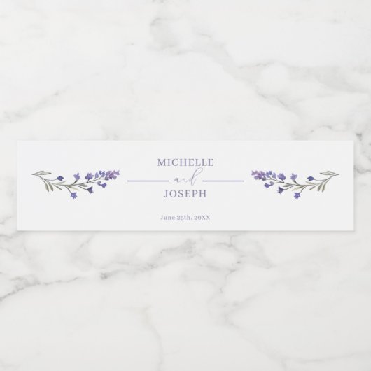 ラベンダーブリスエレガントウォーターカラー結婚ズ ペットボトルラベル (シングルラベル)