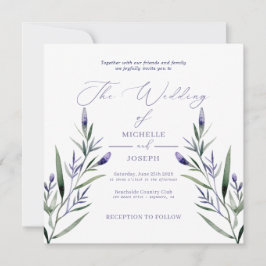 ラベンダーブリスエレガントウォーターカラー結婚ズ 招待状