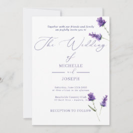 ラベンダーブリスエレガントウォーターカラー結婚ズ 案内状