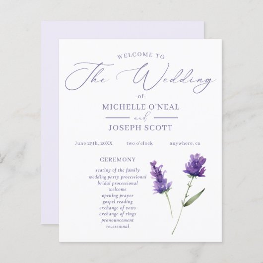 ラベンダーブリスエレガントウォーターカラー結婚式 プログラム (正面/裏面)