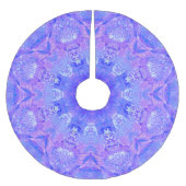 ラベンダーブルーと雪パターン ブラッシュドポリエステルツリースカート (正面)