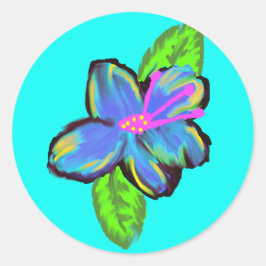 ラベンダーブルーと黄色の花 ラウンドシール