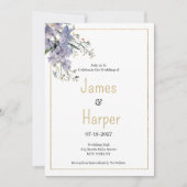 ラベンダーブルーの夏のヤマトフラワー結婚ズ 招待状 (正面)