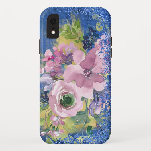 ラベンダーブルーの水彩フラワースパンコール Case-Mate iPhoneケース (裏面)