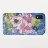 ラベンダーブルーの水彩フラワースパンコール Case-Mate iPhoneケース (裏面(横))