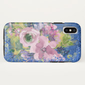ラベンダーブルーの水彩フラワースパンコール Case-Mate iPhoneケース (裏面(横))