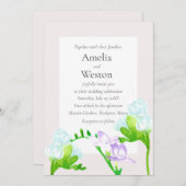 ラベンダーブルーウォーターカラーフリーシア結婚花 招待状 (正面/裏面)