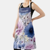 ラベンダーブルーエレガントホワイトフラワーガーデンフローラ エプロン (インサイチュ)