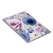 ラベンダーブルーエレガントホワイトフラワーガーデンフローラ ノートブック (右側)