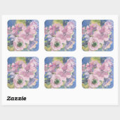 ラベンダーブルースウォーターカラーフローラグリッター スクエアシール (シート)