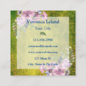 ラベンダーブルースウォーターカラーフローラグリッター スクエア名刺 (裏面)