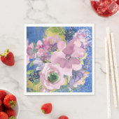 ラベンダーブルースウォーターカラーフローラグリッター スタンダードランチョンナプキン (インサイチュ)