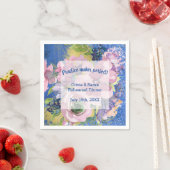 ラベンダーブルースウォーターカラーフローラリハーサルディナー スタンダードカクテルナプキン (インサイチュ)