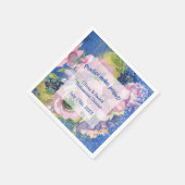 ラベンダーブルースウォーターカラーフローラリハーサルディナー スタンダードカクテルナプキン (角)