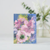 ラベンダーブルースウォーターカラーフローラ保存日 ポストカード (スタンド正面)