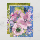 ラベンダーブルースウォーターカラーフローラ保存日 ポストカード (正面/裏面)