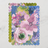 ラベンダーブルースウォーターカラーフローラ保存日 招待状 (正面/裏面)