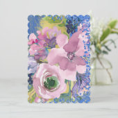 ラベンダーブルースウォーターカラーフローラ保存日 招待状 (スタンド正面)