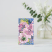 ラベンダーブルース水色フローラグリッター 名刺 (スタンド正面)