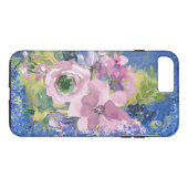 ラベンダーブルース水色フローラグリッター Case-Mate iPhoneケース (裏面(横))