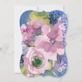 ラベンダーブルース水色フローラブライダルシャワー 招待状 (正面)