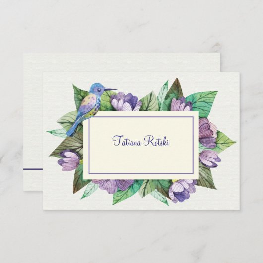 ラベンダーブルーパーソナライズされた文具 招待状 (正面/裏面)