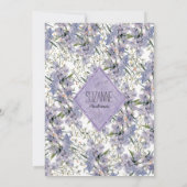ラベンダーブルーピンクのミントウワイルドフラワーブライダルシャワー 招待状 (裏面)