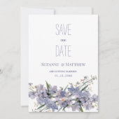 ラベンダーブルーピンクのミントウワイルドフラワー日付を保存 招待状 (正面)