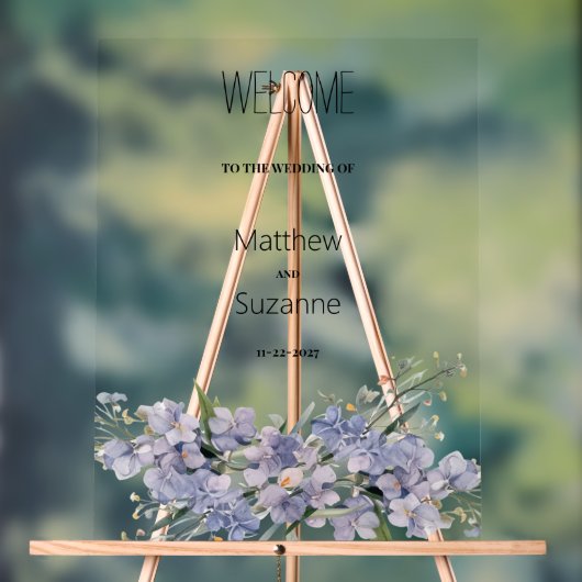 ラベンダーブルーピンクのミントグリーンワイルドフラワーウェルカム アクリルサイン (ニュートラル)