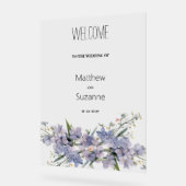 ラベンダーブルーピンクのミントグリーンワイルドフラワーウェルカム アクリルサイン (傾斜)