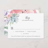 ラベンダーブルーピンクセージグリーンフローラRSVP 出欠カード (正面/裏面)