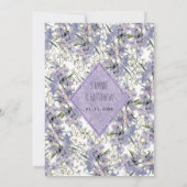 ラベンダーブルーピンクミントウワイルドフラワーRSVP 招待状 (裏面)