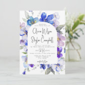 ラベンダーブルーフローラアーチQRコードすべて結婚1's 招待状 (スタンド正面)