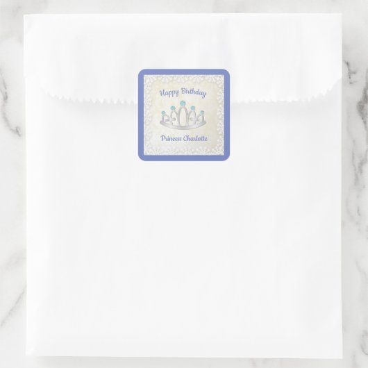 ラベンダーブループリンセスティアラバースデーパーティー スクエアシール (バッグ)
