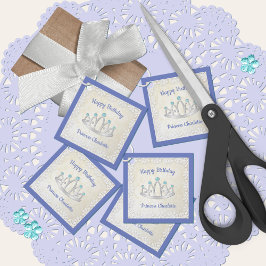 ラベンダーブループリンセスティアラ誕生日メッセージカード フェイバータグ