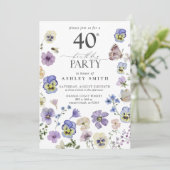 ラベンダーブループレスフローラ40th誕生日インビタット 招待状 (スタンド正面)